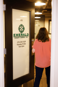 Entering Emerald Therapy Center Door